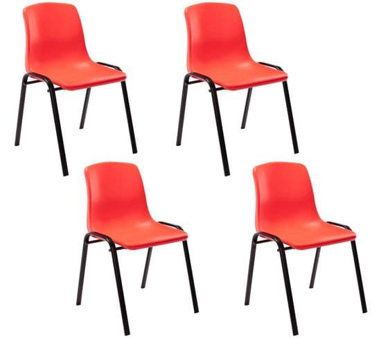 Lot De 4 Chaises Empilables Nowra Avec Assise En Plastique Et Pieds En Métal Noir Mat Rouge