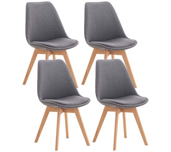 Lot De 4 Chaises De Cuisine Linares Gris/tissu