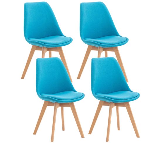 Lot De 4 Chaises De Cuisine Linares Turquoise/tissu