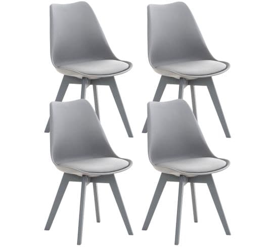 Lot De 4 Chaises De Cuisine Linares Gris / Gris/plastique