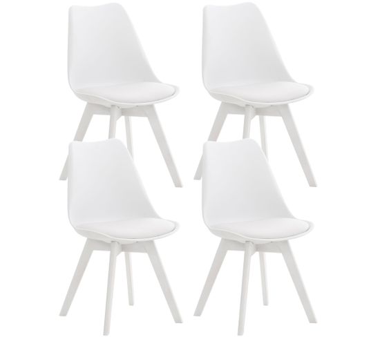 Lot De 4 Chaises De Cuisine Linares Blanc / Blanc/plastique