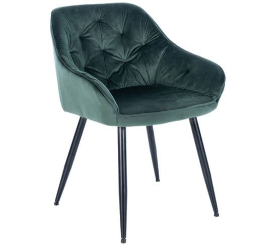 Chaise De Salle À Manger Cassis En Velours Avec Piètement En Métal Noir Vert/velours