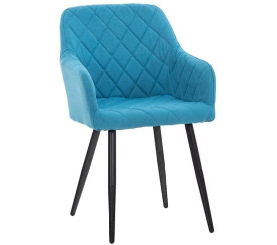 Chaise De Salle À Manger Shila Avec Piètement En Métal Noir Turquoise/tissu