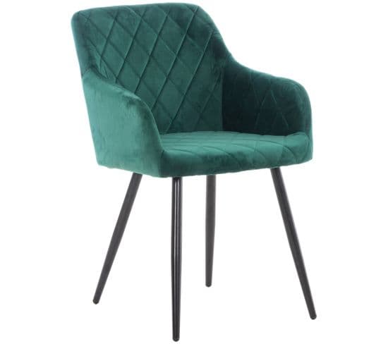 Chaise De Salle À Manger Shila Avec Piètement En Métal Noir Vert/velours