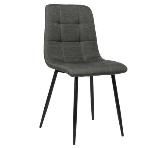 Chaise De Salle À Manger Tilde Avec Piètement En Métal Noir Gris Foncé/tissu