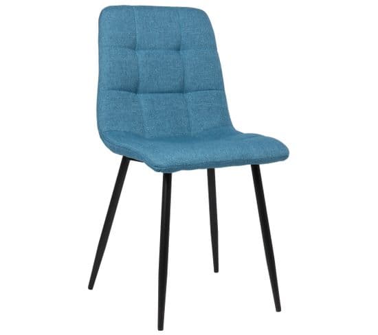 Chaise De Salle À Manger Tilde Avec Piètement En Métal Noir Bleu/tissu