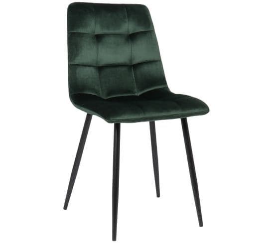 Chaise De Salle À Manger Tilde Avec Piètement En Métal Noir Vert/velours