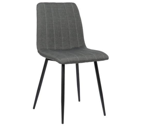 Chaise De Salle À Manger Dijon Avec Piètement En Métal Noir Gris Foncé/tissu