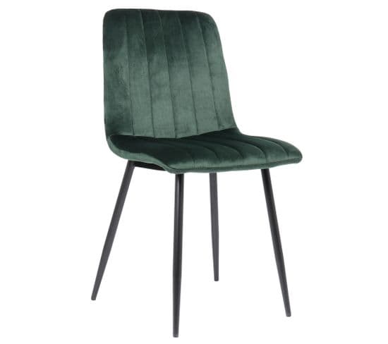 Chaise De Salle À Manger Dijon Avec Piètement En Métal Noir Vert/velours