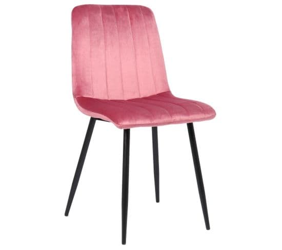 Chaise De Salle À Manger Dijon Avec Piètement En Métal Noir Rose/velours