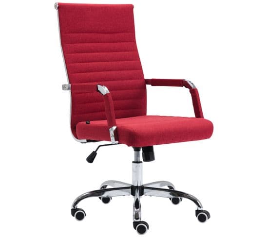 Chaise De Bureau Amadora Avec Hauteur Réglable Et Pied En Métal Rouge/tissu