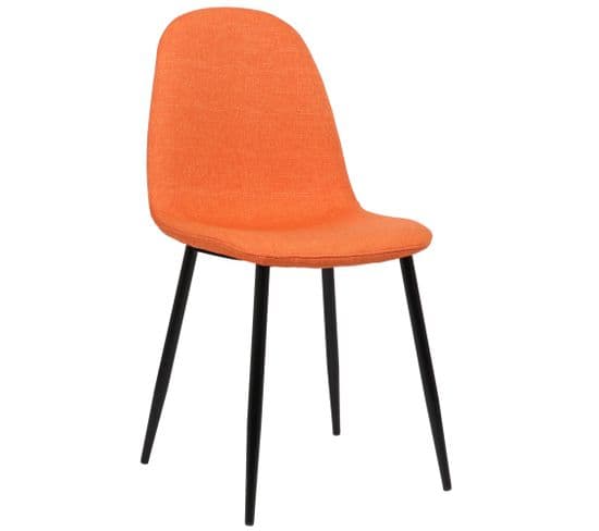 Chaise De Salle À Manger Napier Avec Piètement En Métal Noir Orange/tissu