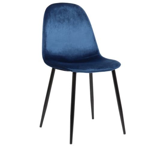 Chaise De Salle À Manger Napier Avec Piètement En Métal Noir Bleu/velours