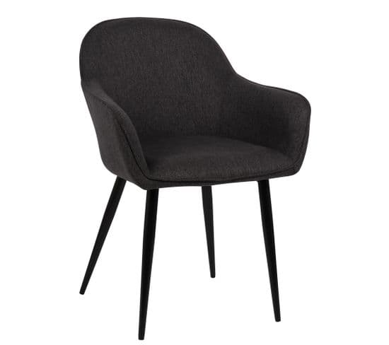 Chaise De Salle À Manger Boise En Tissu Avec Piètement En Métal Noir Noir