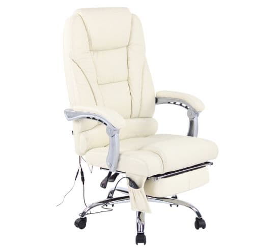 Fauteuil De Bureau Pacific En Véritable Cuir Avec Fonction Massage Crème