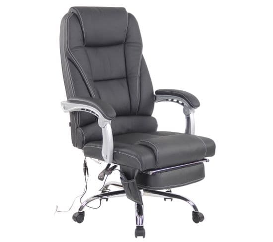 Fauteuil De Bureau Pacific En Véritable Cuir Avec Fonction Massage Noir