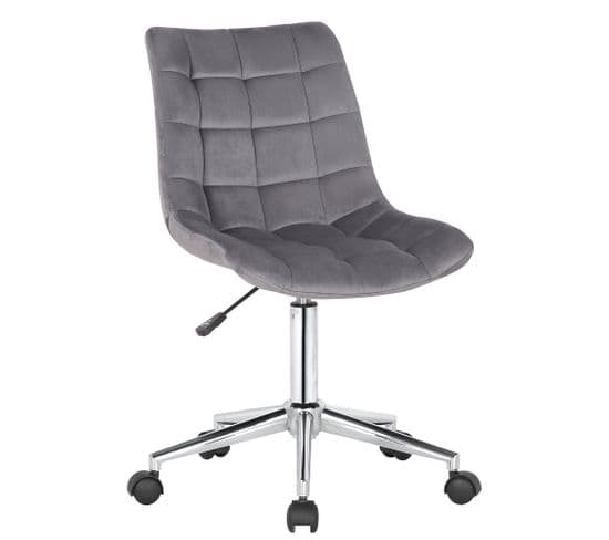 Chaise De Bureau Pivotant Medford En Velours Avec Hauteur Ajustable Et Roulettes Gris