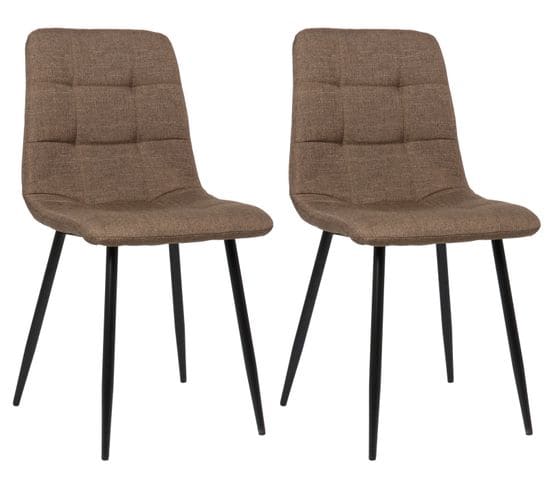 Lot De 2 Chaises De Salle À Manger Tilde Avec Piètement En Métal Noir Marron/tissu