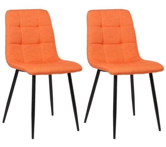 Lot De 2 Chaises De Salle À Manger Tilde Avec Piètement En Métal Noir Orange/tissu