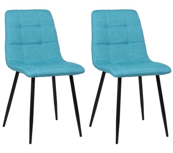 Lot De 2 Chaises De Salle À Manger Tilde Avec Piètement En Métal Noir Turquoise/tissu