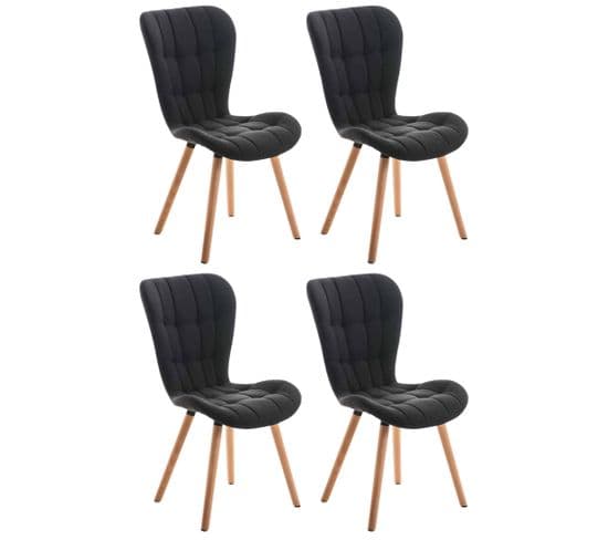 Lot De 4 Chaises De Salle À Manger Elda Tissu Nature Noir