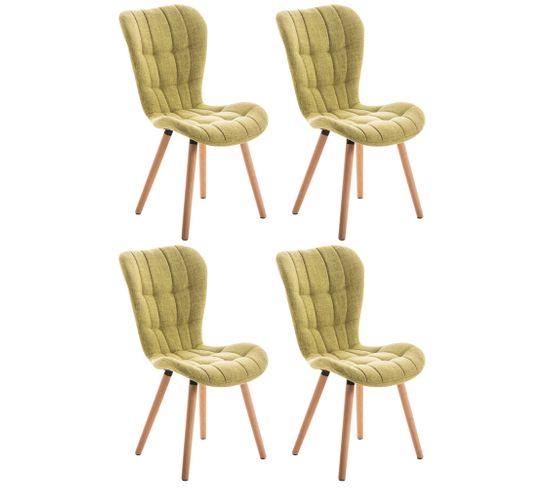 Lot De 4 Chaises De Salle À Manger Elda Tissu Nature Vert Clair