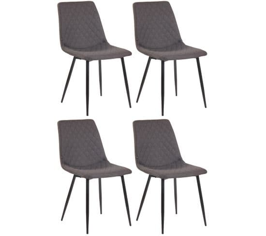 Lot De 4 Chaises De Salle À Manger Telde En Tissu Avec Piètement En Métal Noir Mat Gris Foncé