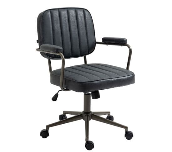 Fauteuil De Bureau Retro Natrona En Similicuir Ajustable Et Pivotant Noir Antique