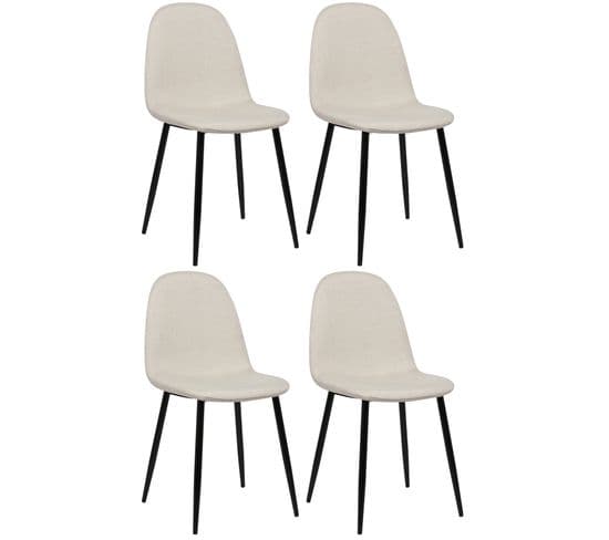 Lot De 4 Chaises De Salle À Manger Napier Avec Piètement En Métal Noir Crème/tissu