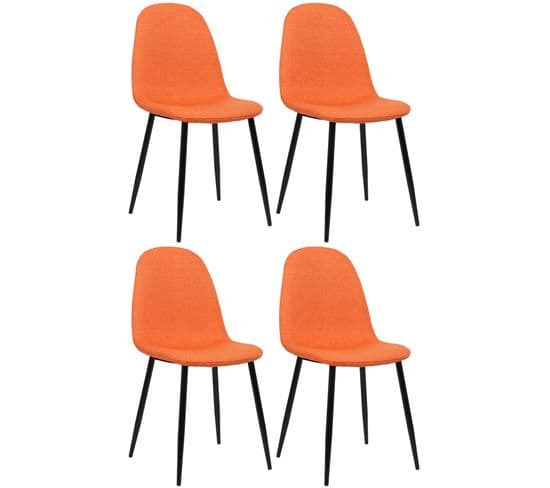 Lot De 4 Chaises De Salle À Manger Napier Avec Piètement En Métal Noir Orange/tissu