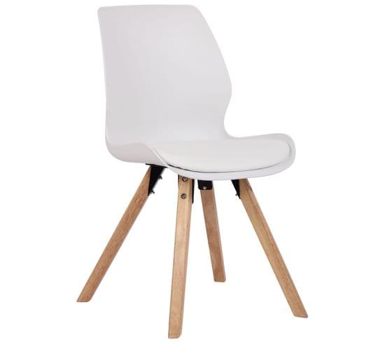 Chaise De Salle À Manger Luna Avec Pieds En Bois Blanc /plastique