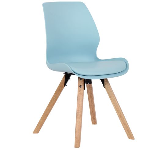 Chaise De Salle À Manger Luna Avec Pieds En Bois Bleu/plastique