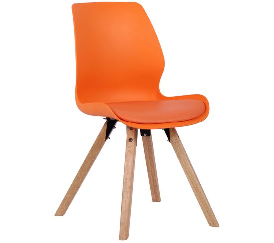 Chaise De Salle À Manger Luna Avec Pieds En Bois Orange/plastique