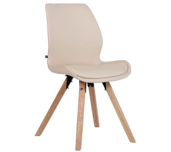 Chaise De Salle À Manger Luna Avec Pieds En Bois Crème/similicuir