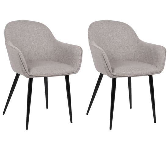 Lot De 2 Chaises De Salle À Manger Boise En Tissu Avec Piètement En Métal Noir Gris