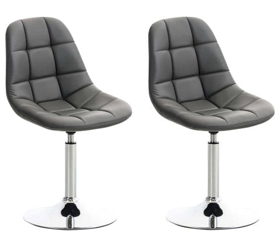 Lot De 2 Chaises Lounge Pivotantes Emil En Similicuir Avec Pied En Métal Gris