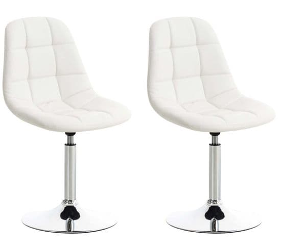 Lot De 2 Chaises Lounge Pivotantes Emil En Similicuir Avec Pied En Métal Blanc