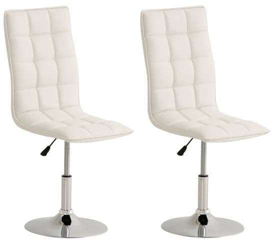 Lot De 2 Chaises De Salle À Manger Peking En Similicuir Avec Pied Trompette Blanc