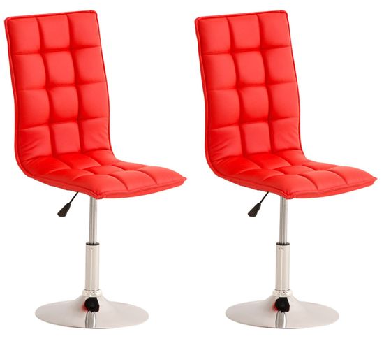 Lot De 2 Chaises De Salle À Manger Peking En Similicuir Avec Pied Trompette Rouge