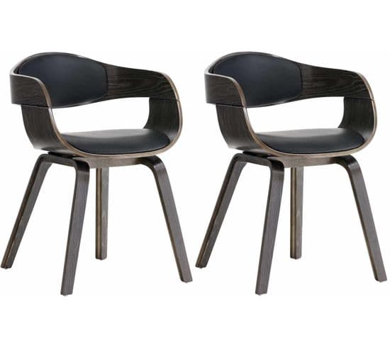 Lot De 2 Chaises De Salle À Manger Kingston En Similicuir Noir / Gris