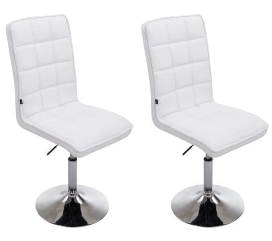 Lot De 2 Chaises De Salle À Manger Peking V2 En Similicuir Pied Trompette Blanc