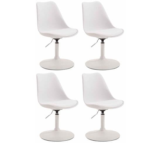 Lot De 4 Chaises De Salle À Manger Maverick En Plastique Avec Pied Métal Blanc /blanc