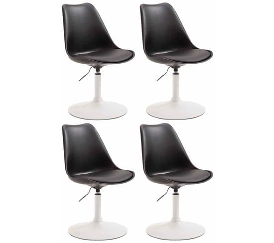 Lot De 4 Chaises De Salle À Manger Maverick En Plastique Avec Pied Métal Noir /blanc