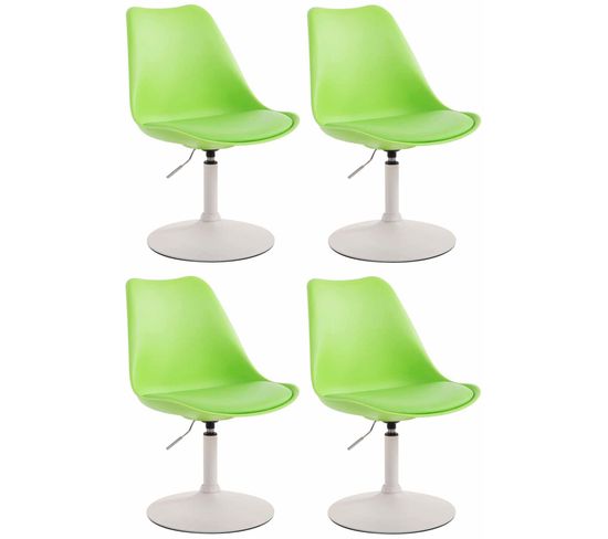 Lot De 4 Chaises De Salle À Manger Maverick En Plastique Avec Pied Métal Vert/blanc