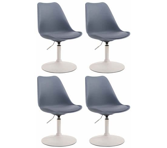 Lot De 4 Chaises De Salle À Manger Maverick En Plastique Avec Pied Métal Gris/blanc