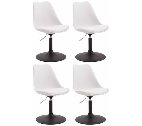 Lot De 4 Chaises De Salle À Manger Maverick En Plastique Avec Pied Métal Blanc /noir