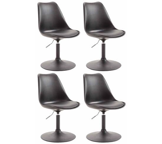 Lot De 4 Chaises De Salle À Manger Maverick En Plastique Avec Pied Métal Noir /noir