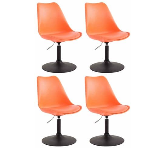 Lot De 4 Chaises De Salle À Manger Maverick En Plastique Avec Pied Métal Orange/noir