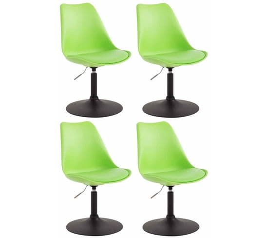 Lot De 4 Chaises De Salle À Manger Maverick En Plastique Avec Pied Métal Vert/noir