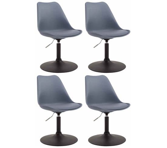 Lot De 4 Chaises De Salle À Manger Maverick En Plastique Avec Pied Métal Gris/noir